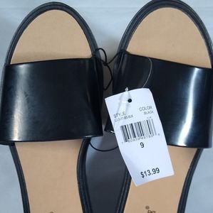 Ashley Blue, sandals, size 9, black, slip on, flip flops